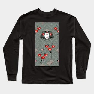 Art Nouveau - red/gray lady Long Sleeve T-Shirt